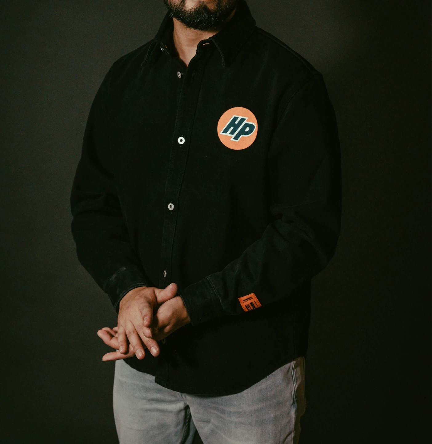 $135 Heron Preston Size Medium Black Denim Shirt WORN ONCE - photo 2