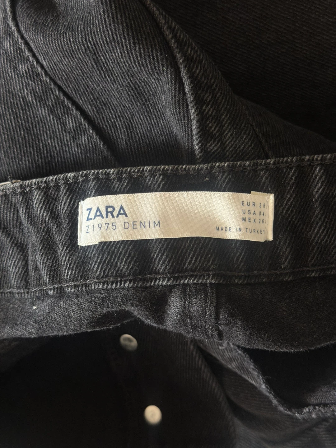 ZARA Z1975 Denim Wide Leg Jeans Black - photo 3