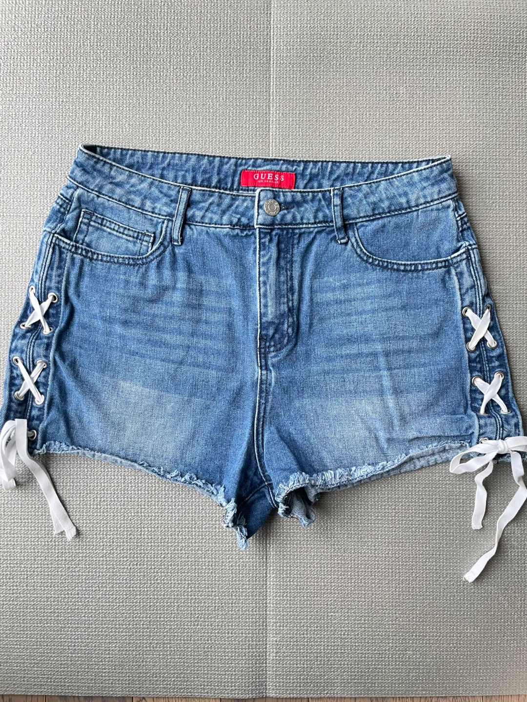 GUESS Denim Shorts with Lace-Up Detail