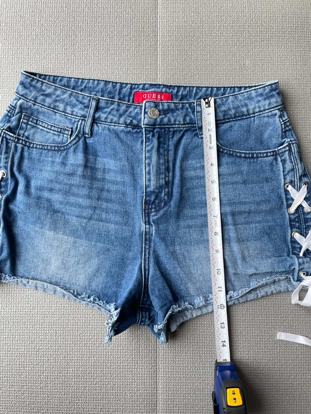 GUESS Denim Shorts with Lace-Up Detail - photo 5