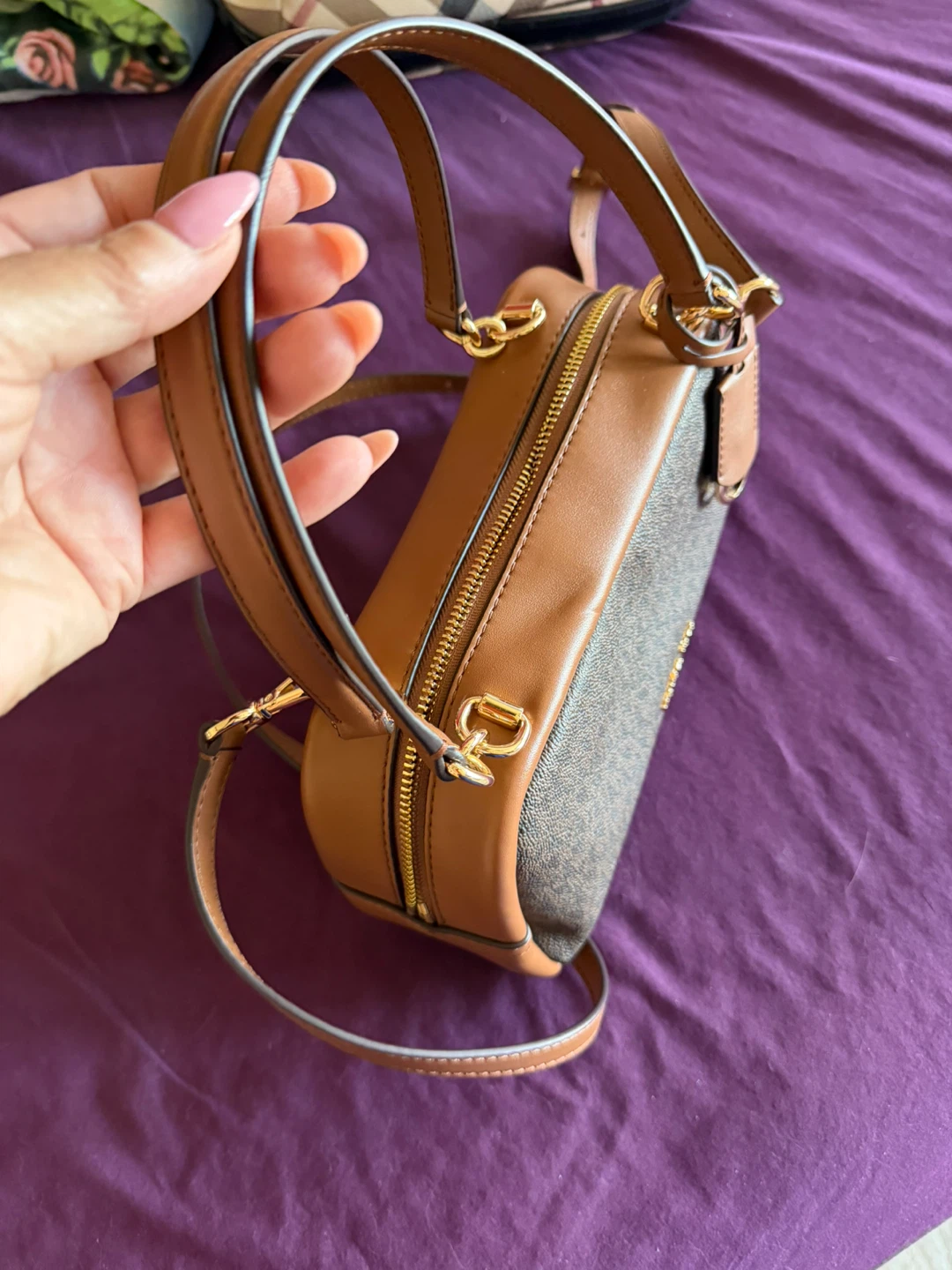 Michael Kors Brown Monogram Small Satchel Bag - photo 3