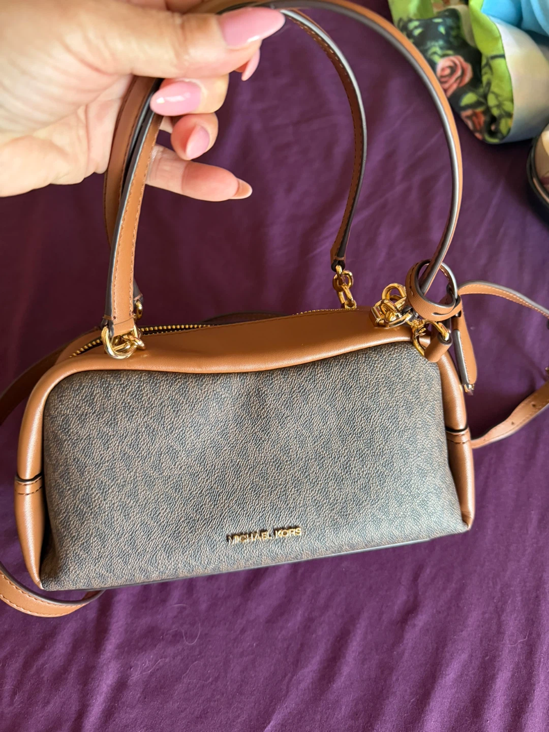 Michael Kors Brown Monogram Small Satchel Bag
