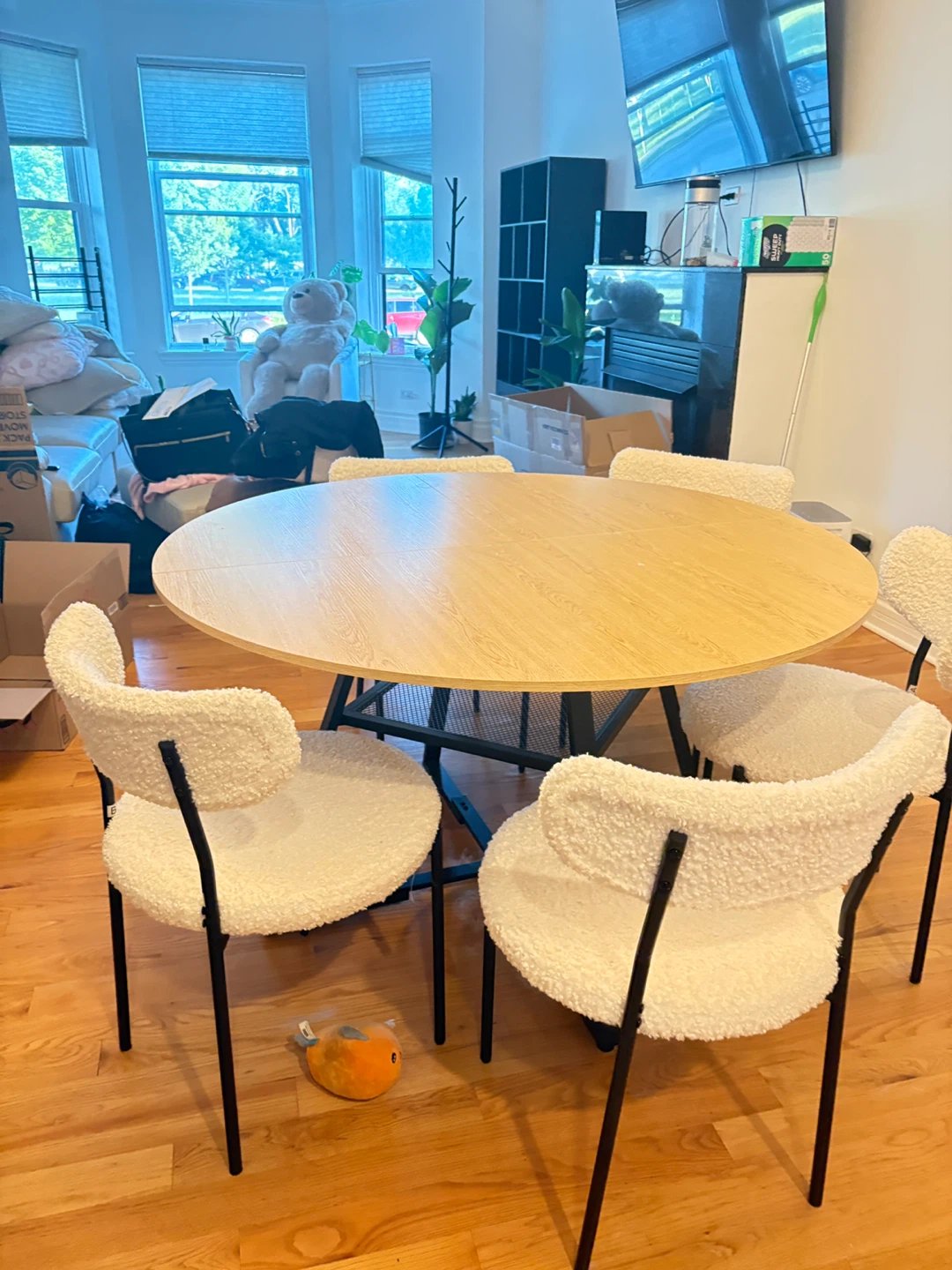 White Teddy Fabric Dining Chairs (Set of 4)