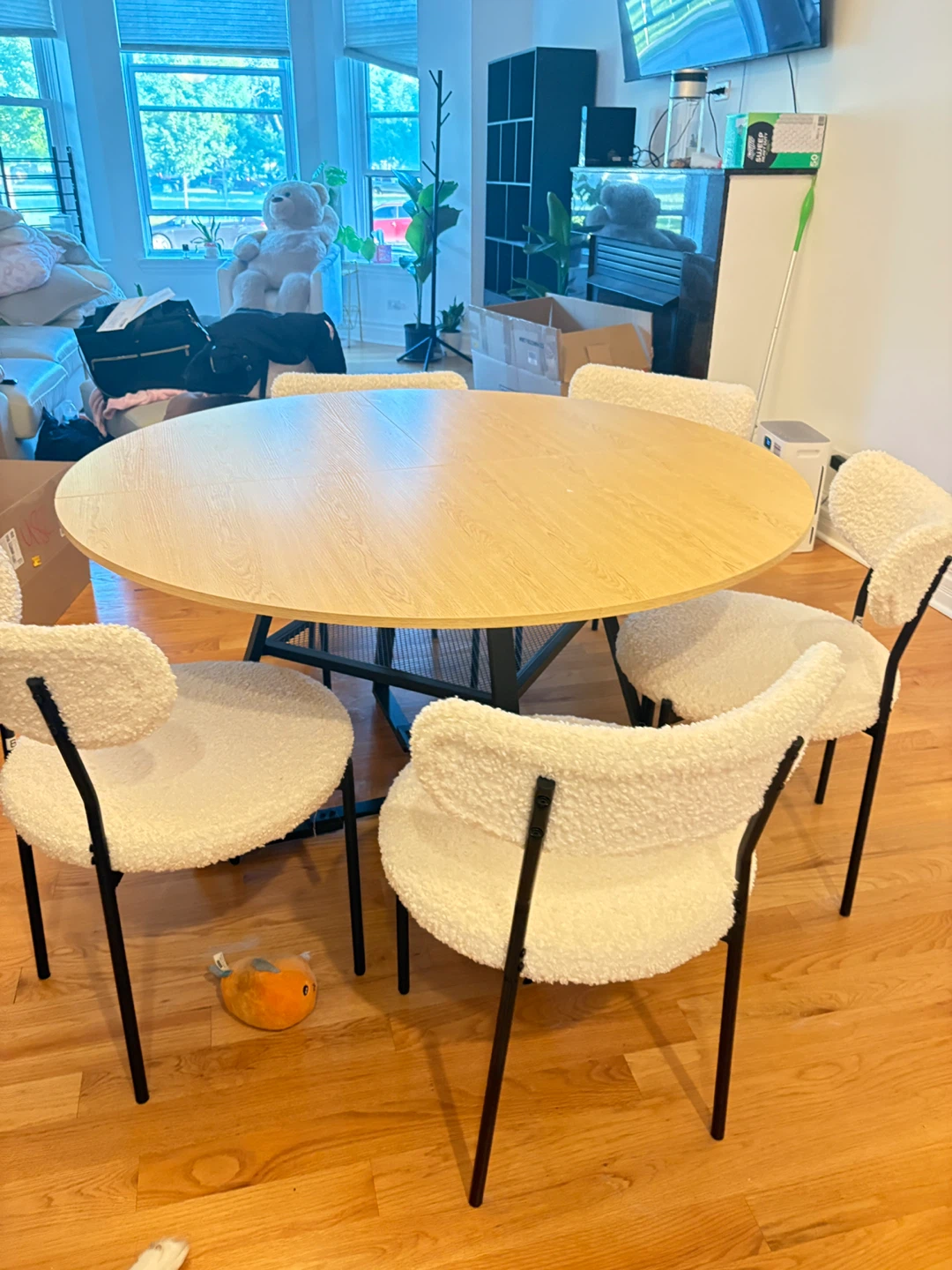 White Teddy Fabric Dining Chairs (Set of 4) - photo 2