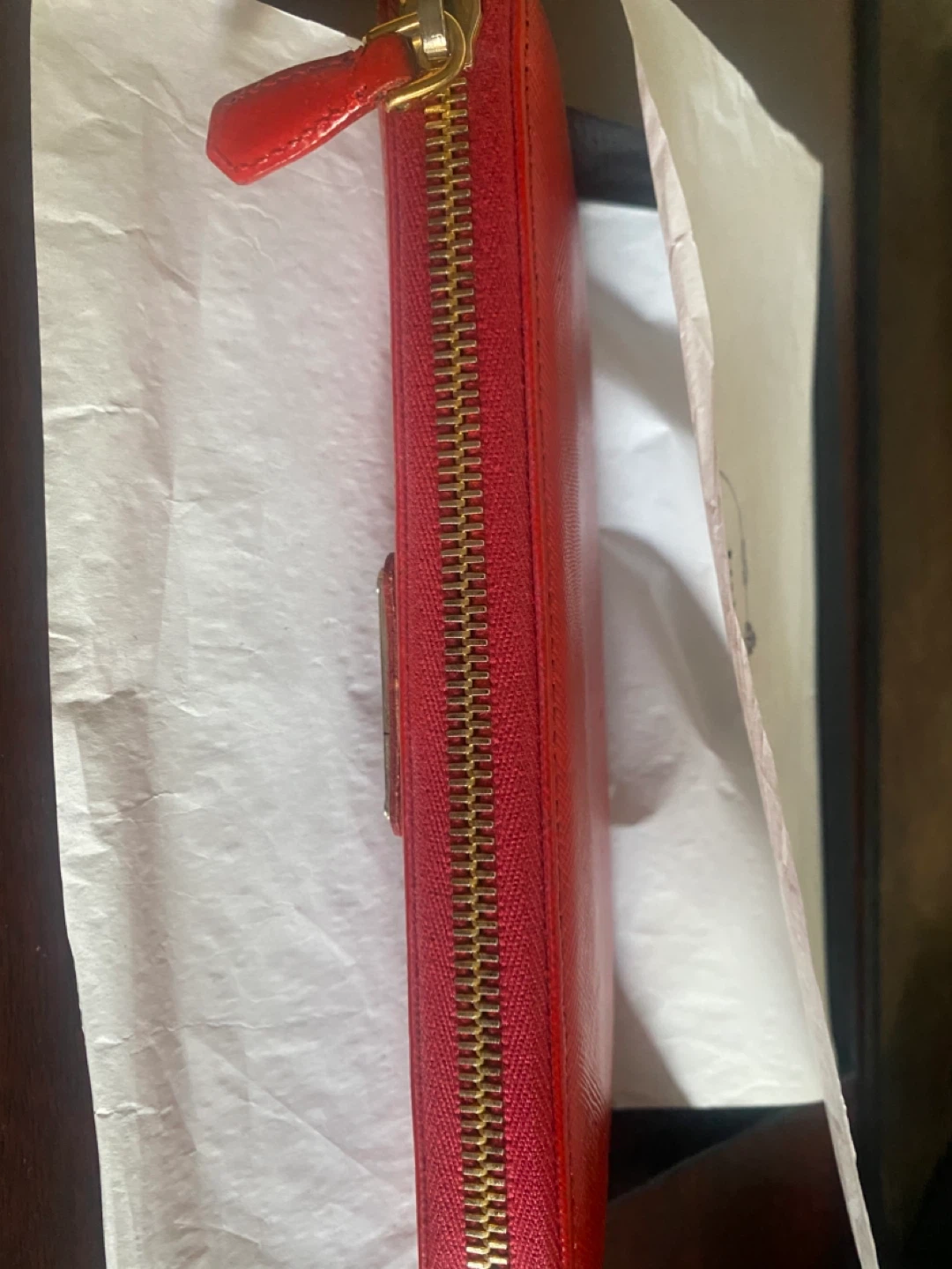 Prada Red Leather Zip Around Wallet - photo 5