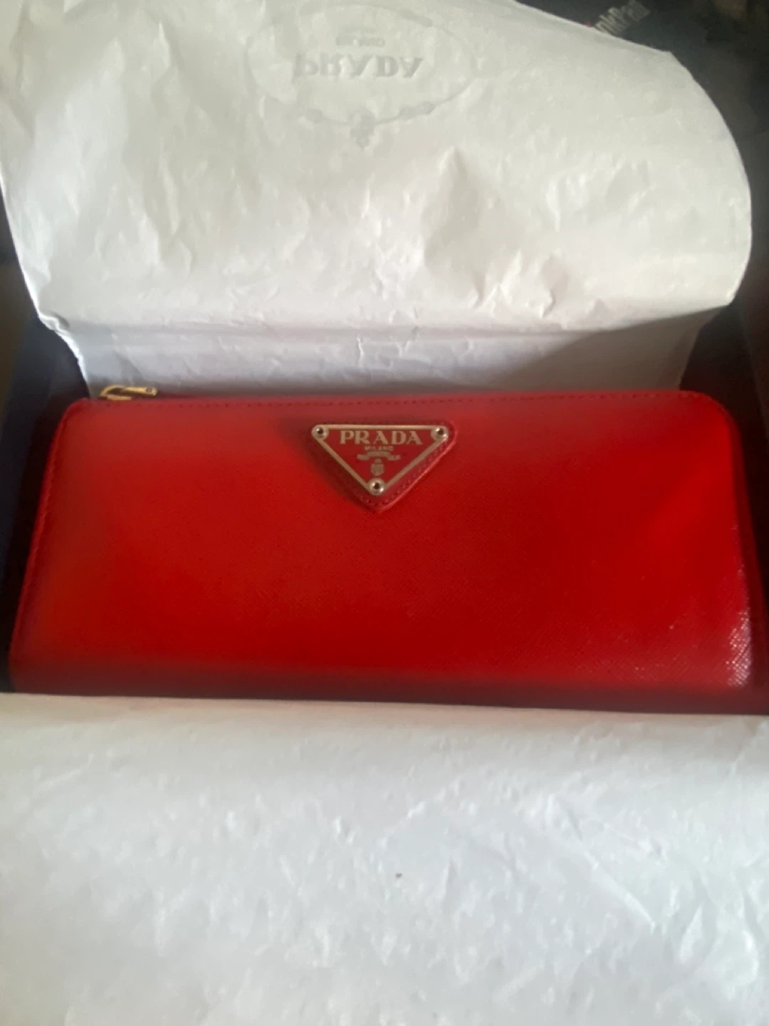 Prada Red Leather Zip Around Wallet - photo 3