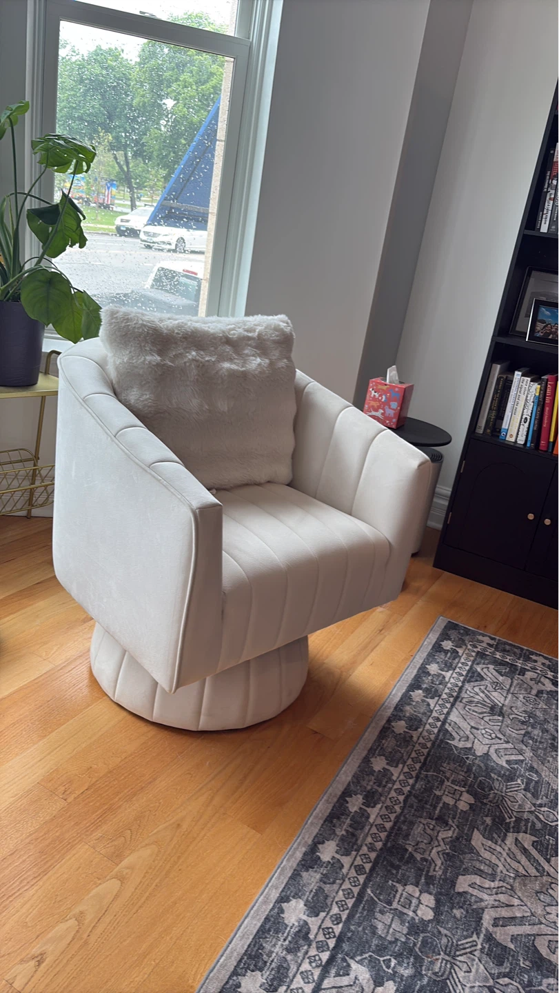 Cream Swivel Accent Chair