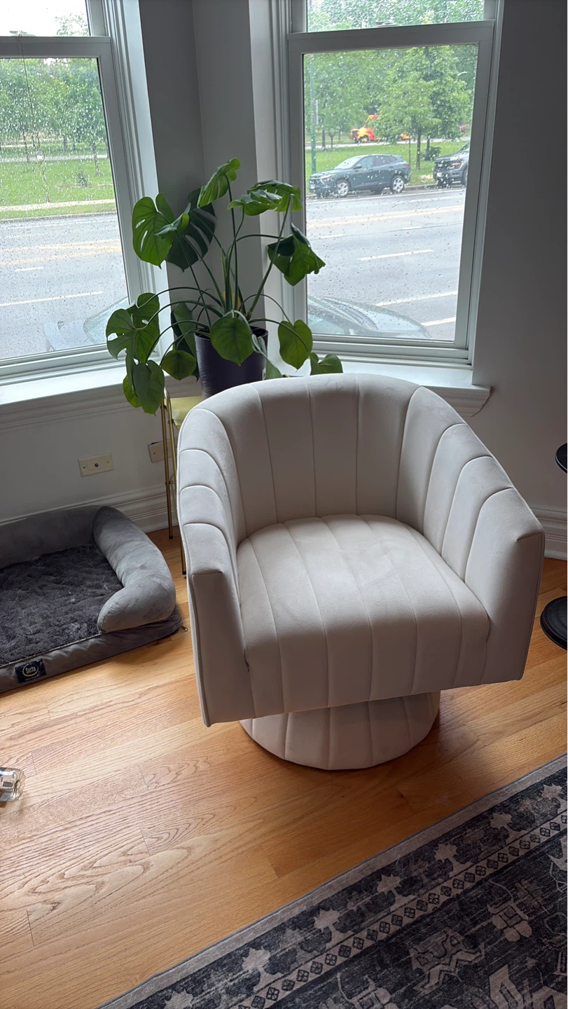 Cream Swivel Accent Chair - photo 3