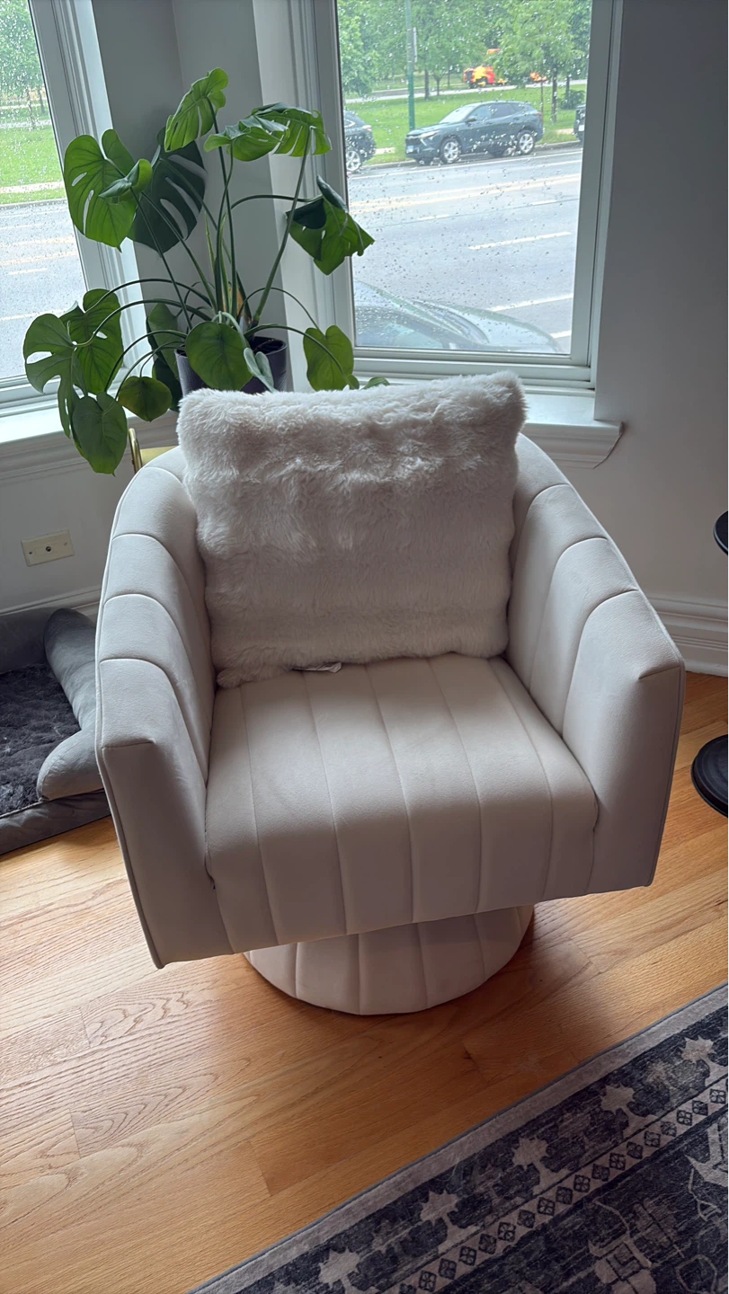 Cream Swivel Accent Chair - photo 2