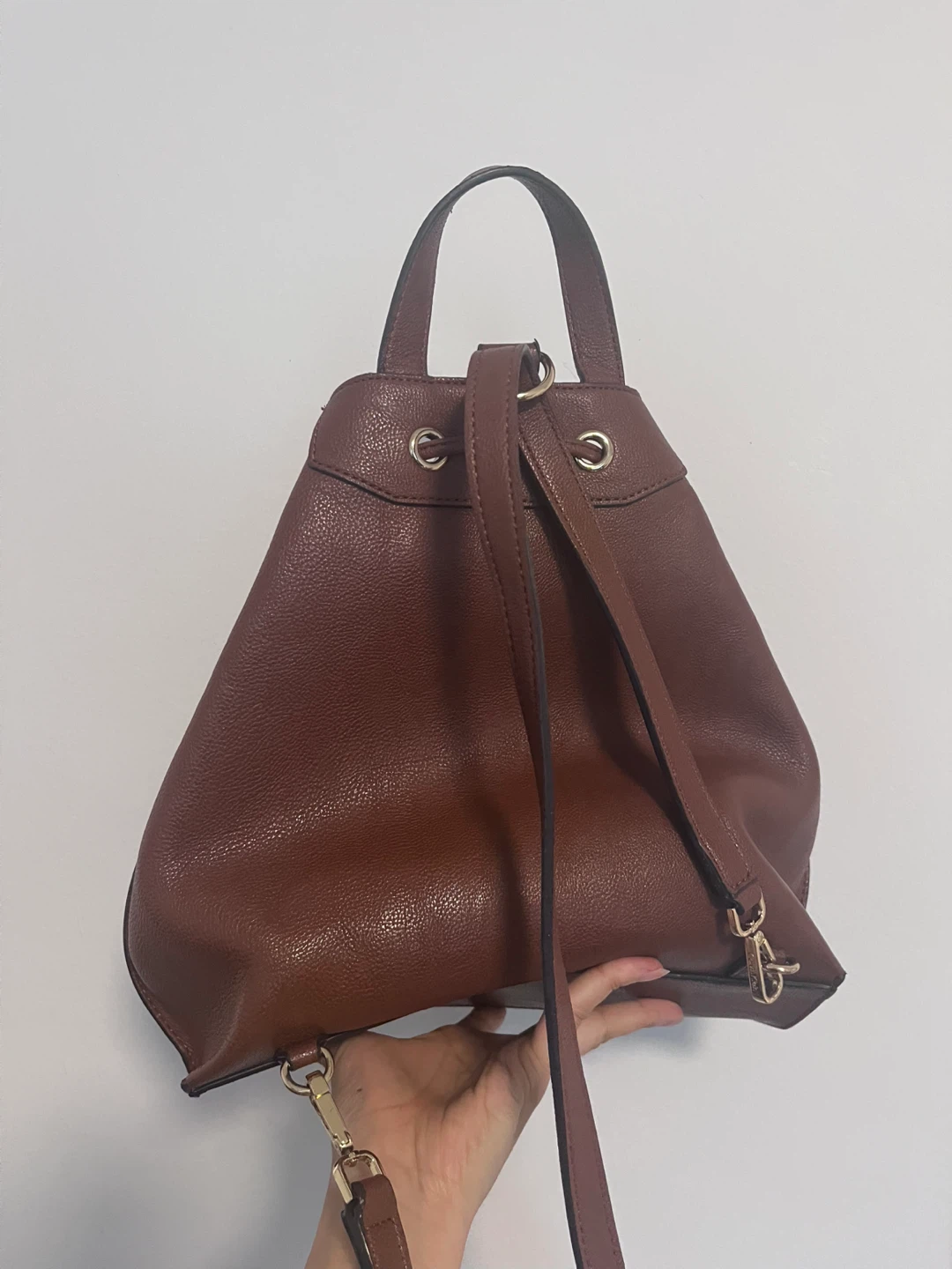 Calvin Klein Brown Faux Leather Drawstring Backpack - photo 2