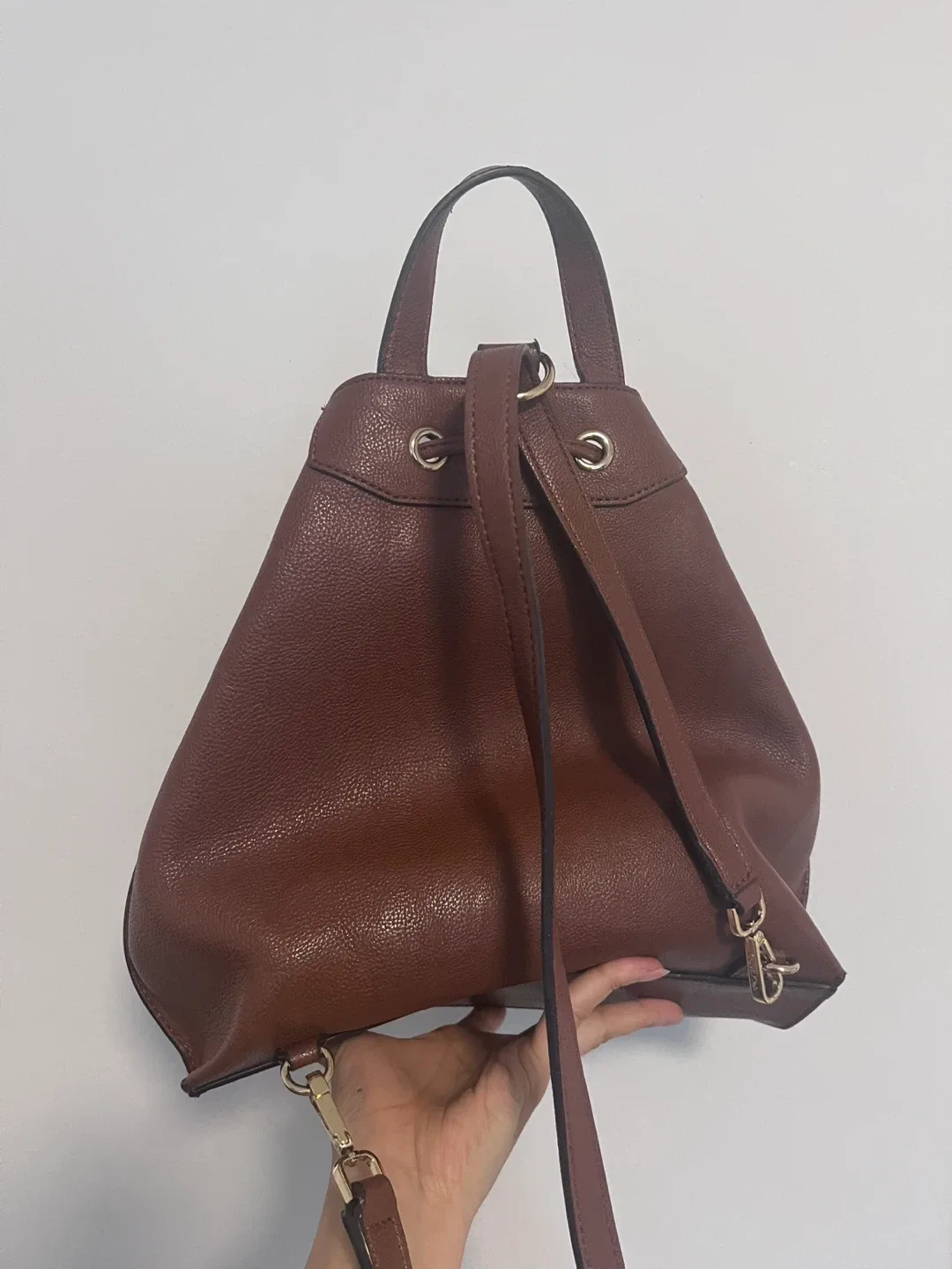 Calvin Klein Brown Faux Leather Drawstring Backpack - photo 2