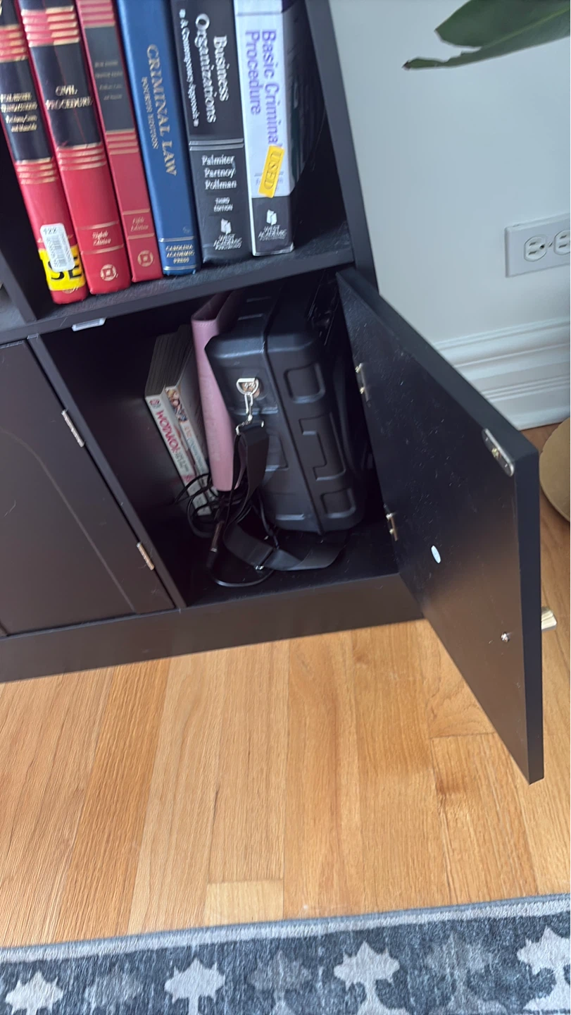 Black 3-Door Storage Bookcase with Cabinet Doors - photo 4