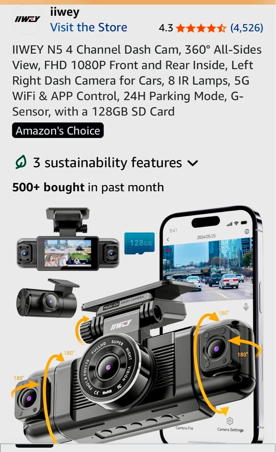 IIWEY N5 4 Channel Dash Cam FHD 1080P - photo 2