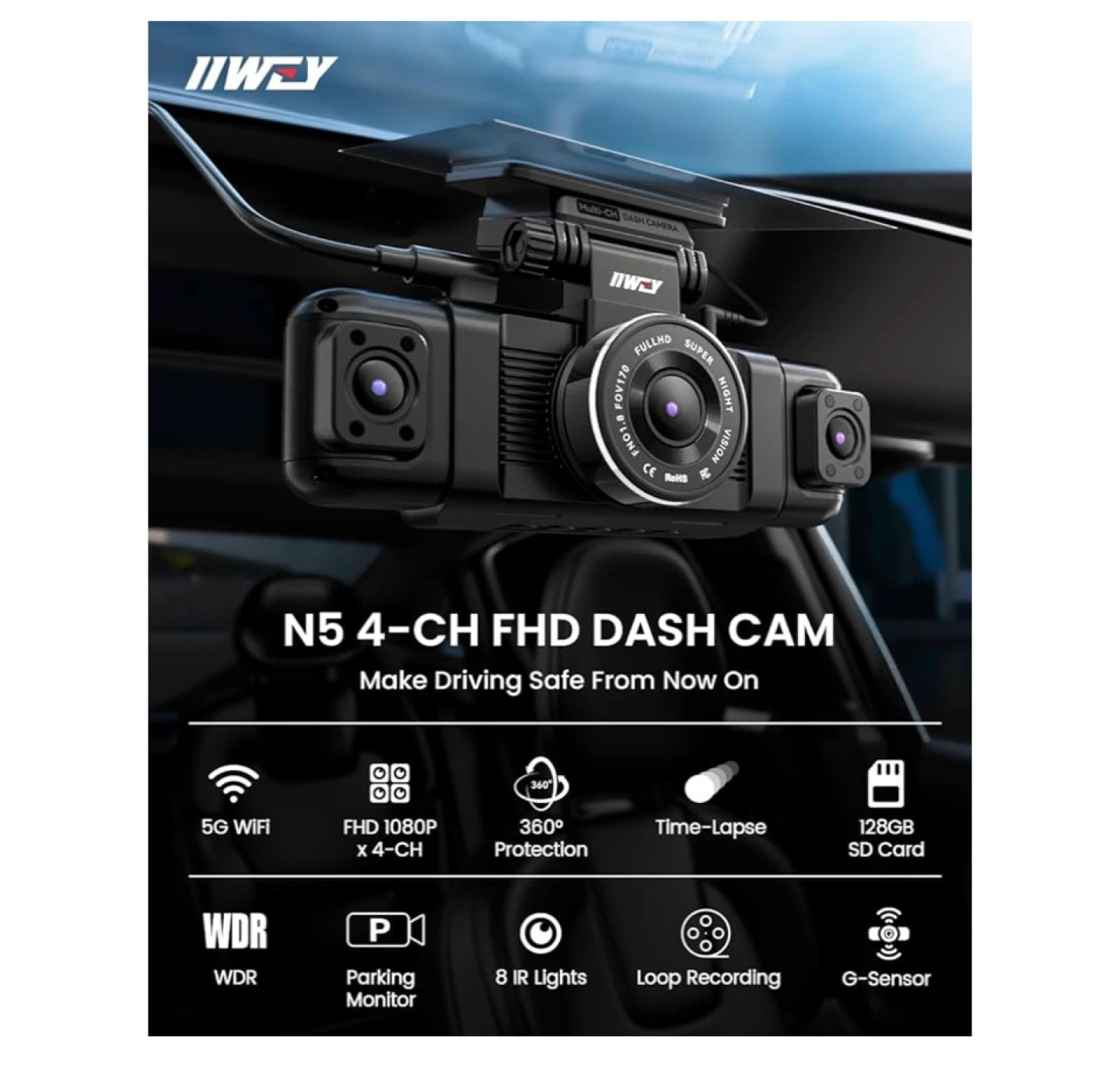 IIWEY N5 4 Channel Dash Cam FHD 1080P - photo 3