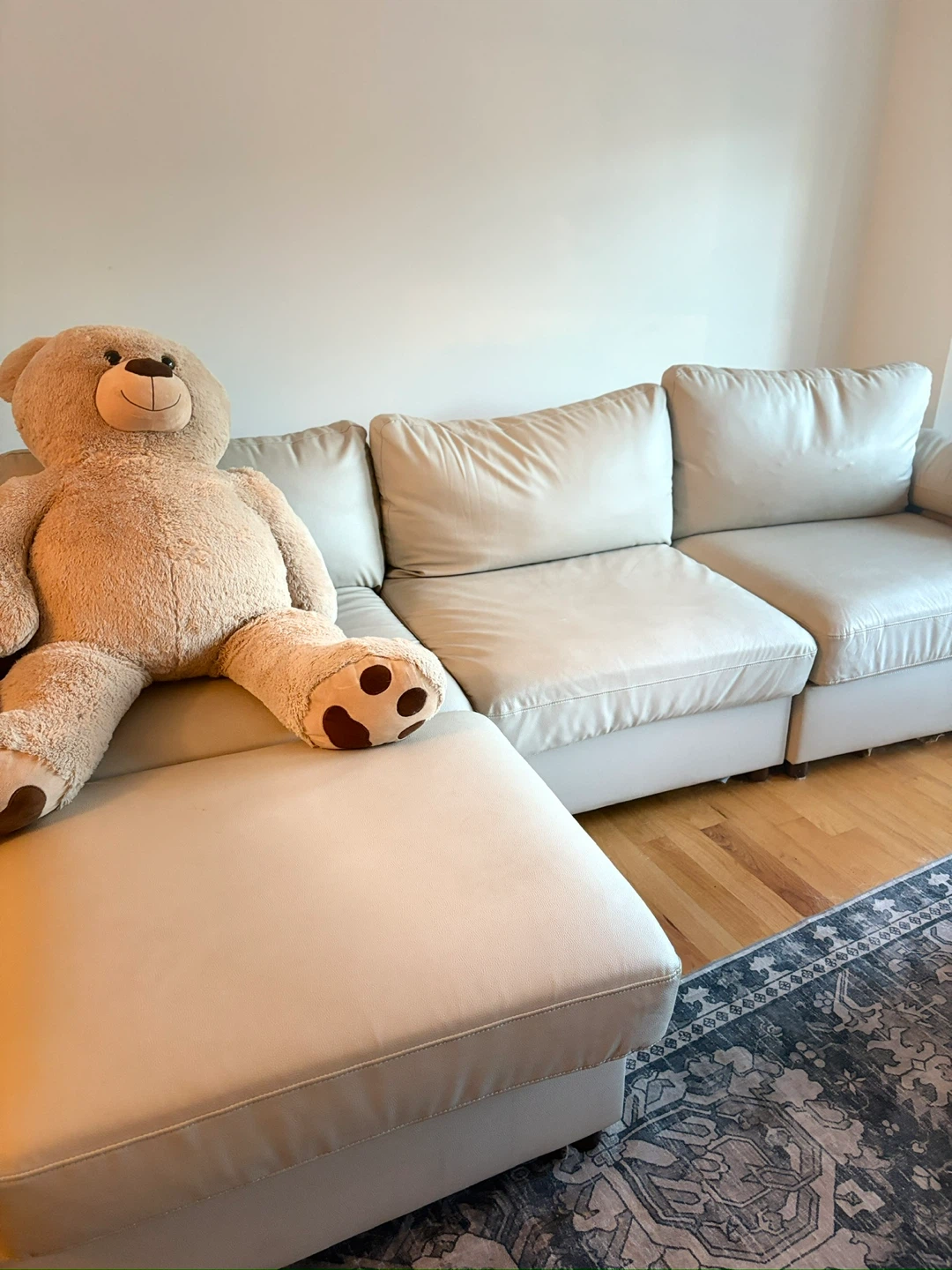 Beige Sectional Sofa with Ottoman - photo 2