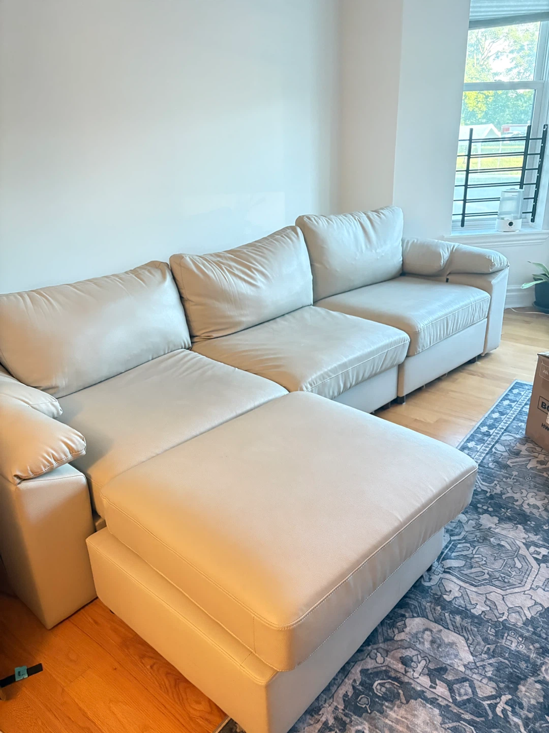 Beige Sectional Sofa with Ottoman - photo 3