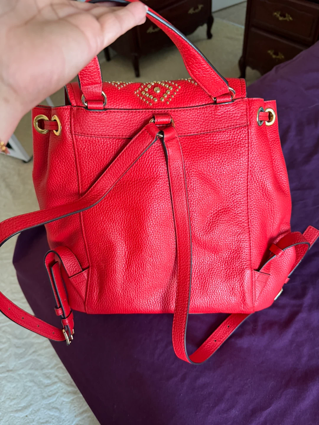 Red Michael Kors Studded Backpack - photo 5