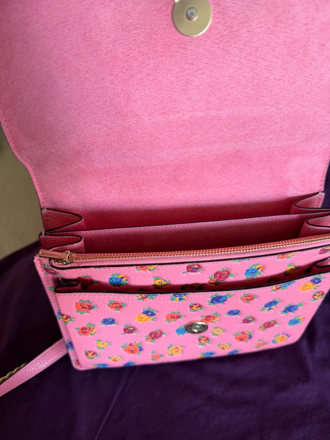 Coach Pink Floral Print Crossbody Wallet - photo 2