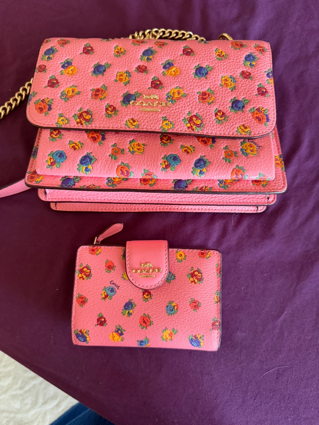 Coach Pink Floral Print Crossbody Wallet