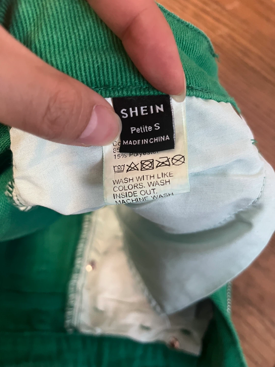 SHEIN Petite Green Denim Shorts - photo 4
