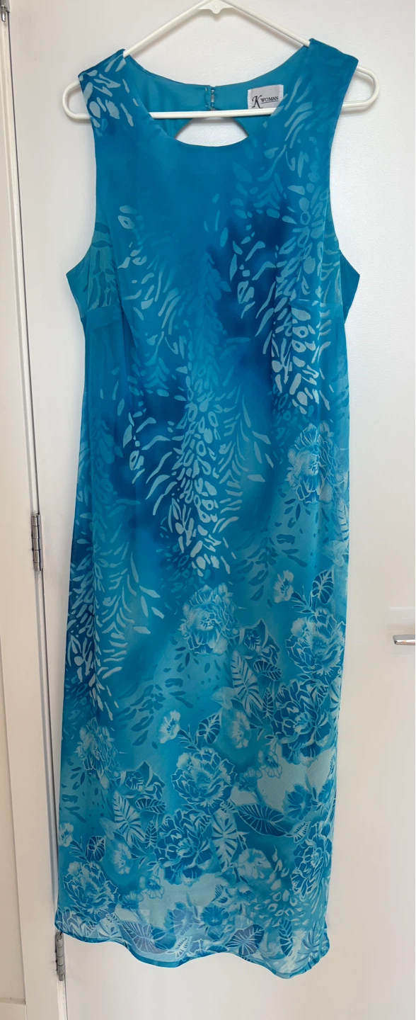 XL Silk Dress long/Maxi with keyhole back