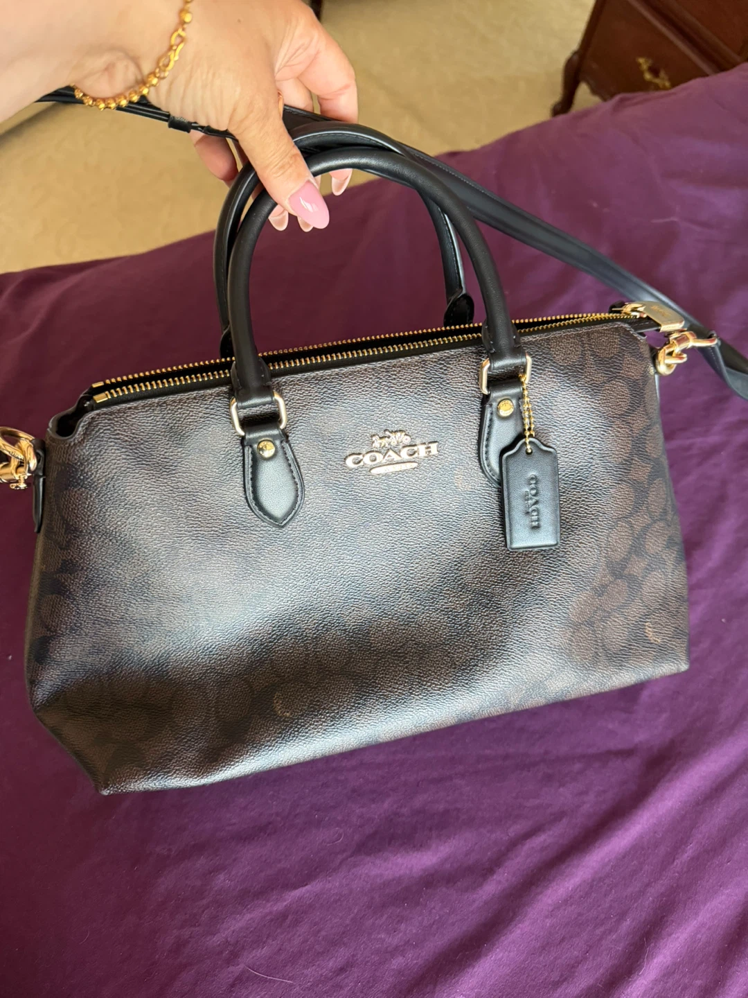 Coach Signature Brown Leather Satchel Handbag - photo 5