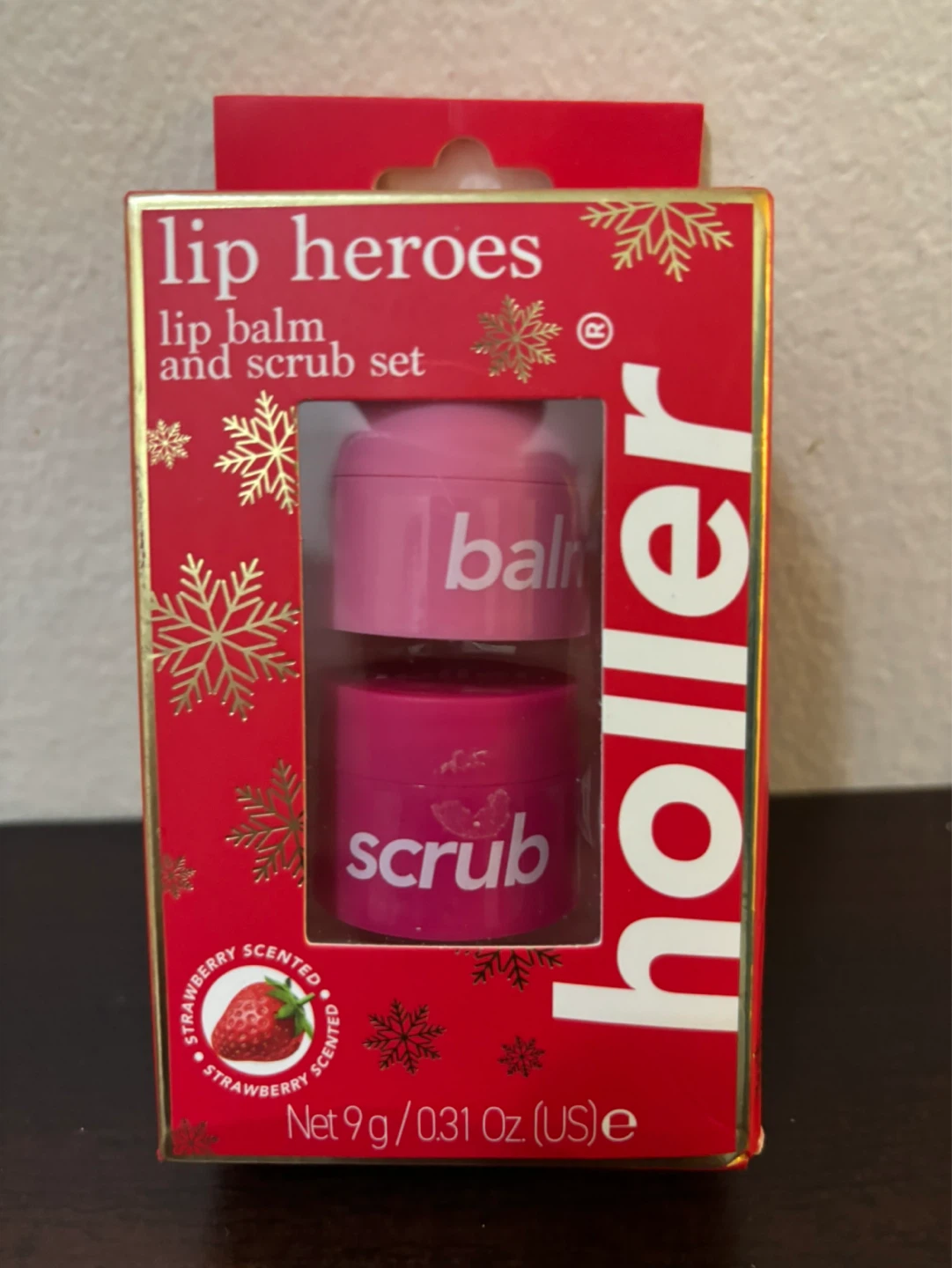 NEW-Lip Heroes Strawberry Scented Lip Balm and Scrub Set