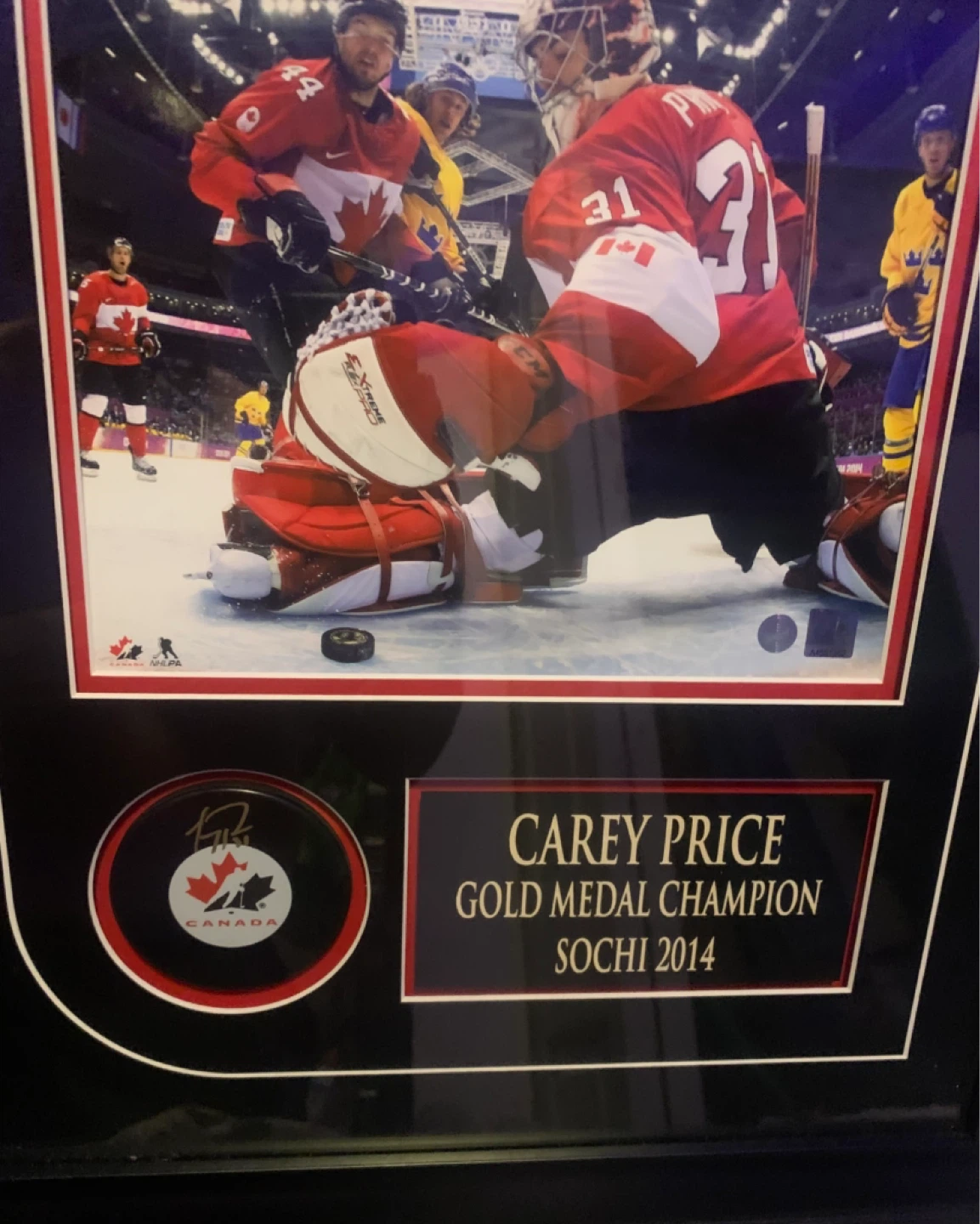Carey Price Gold Medal Champion Sochi 2014 Framed Photo - photo 3