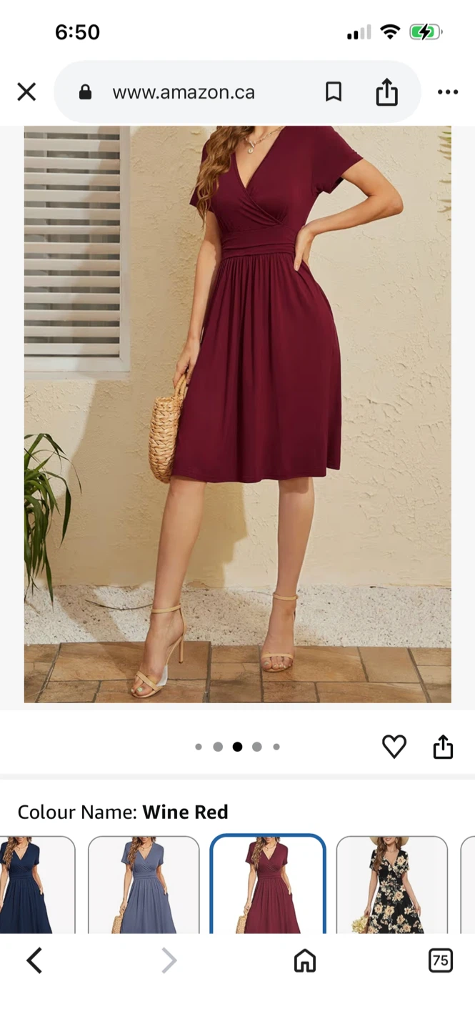 WEACZZY Women's Wine Red Short Sleeve Wrap Dress - photo 3