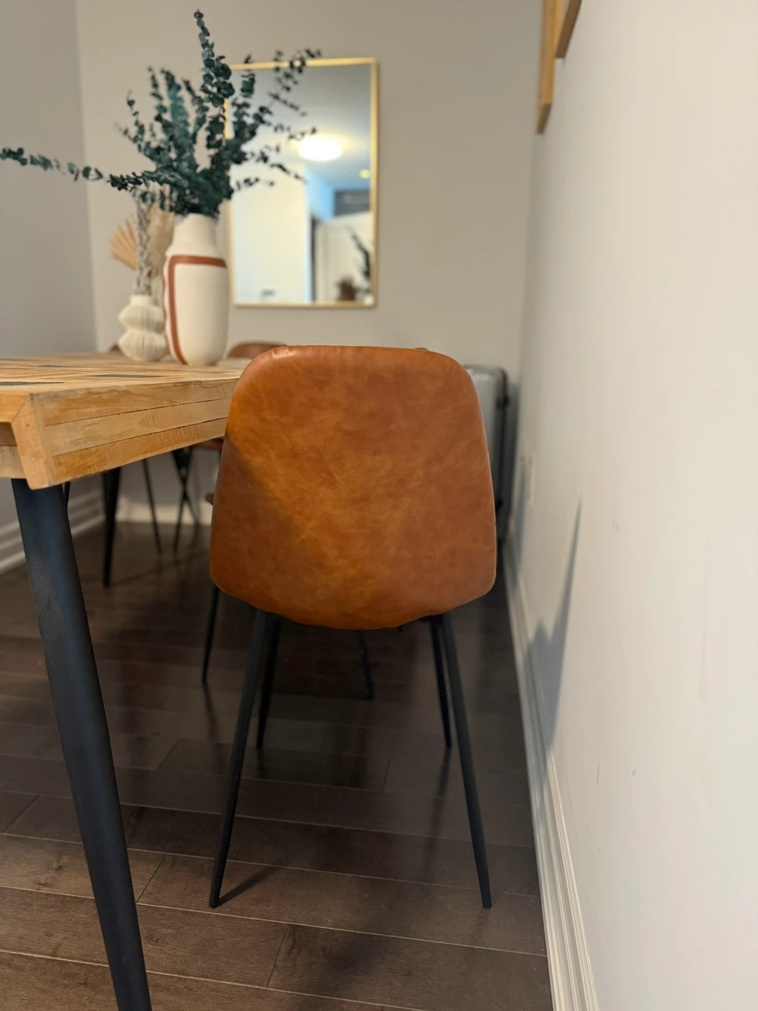 4 Brown Faux Leather Dining Chairs - photo 2