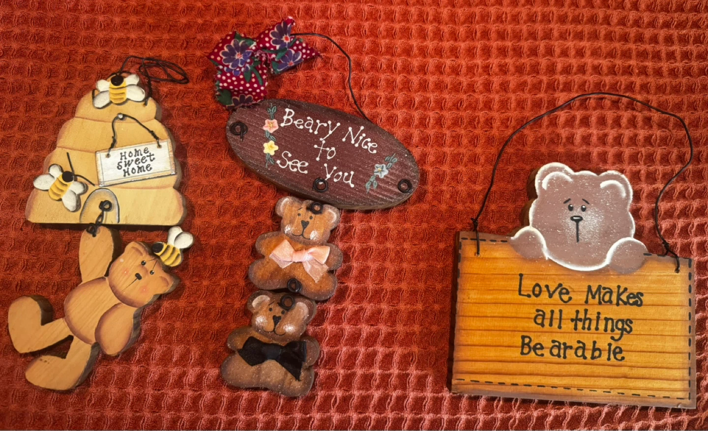 Decorative Bear & Bee Themed Wall Hangings