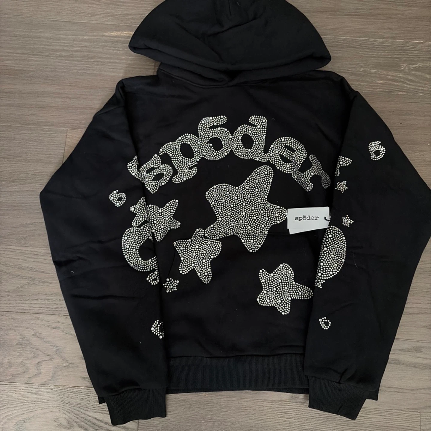 Spider rhinestone hoodie black size M