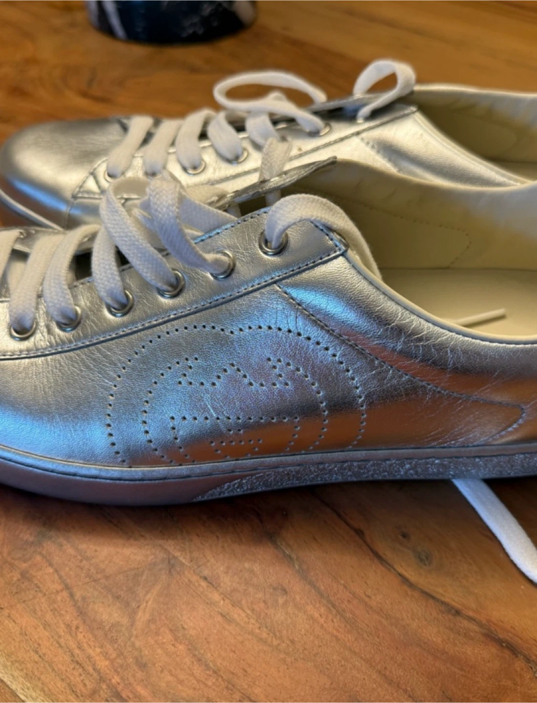 Gucci Men’s Ace Silver Leather Sneakers