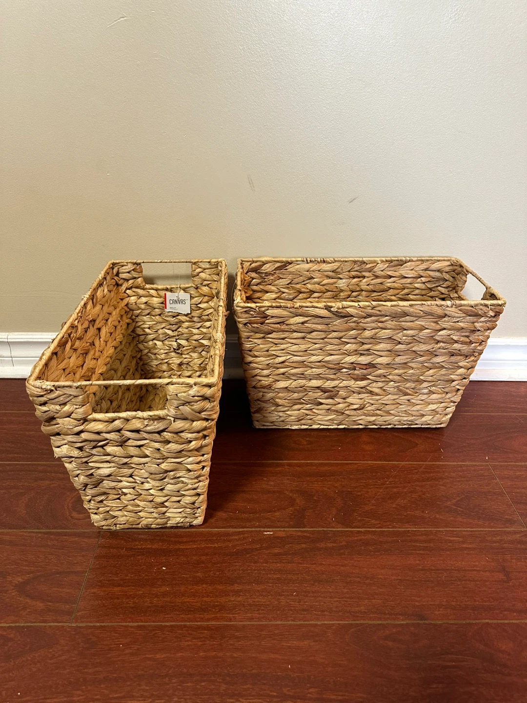 Woven Water Hyacinth Baskets - Set of 2