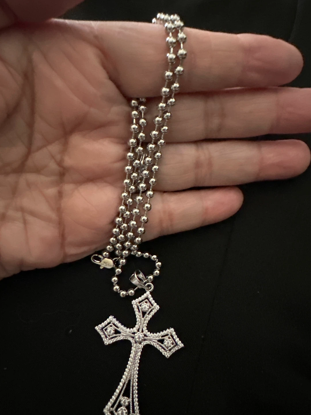 Cross Pendant Necklace with Rhinestones - photo 4