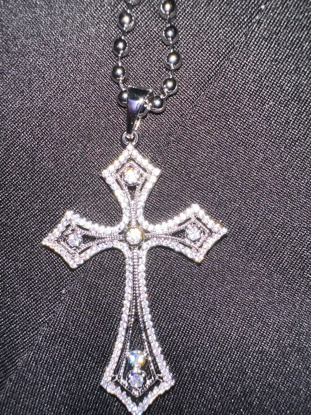 Cross Pendant Necklace with Rhinestones