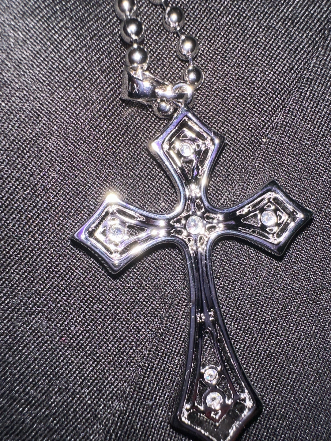 Cross Pendant Necklace with Rhinestones - photo 3