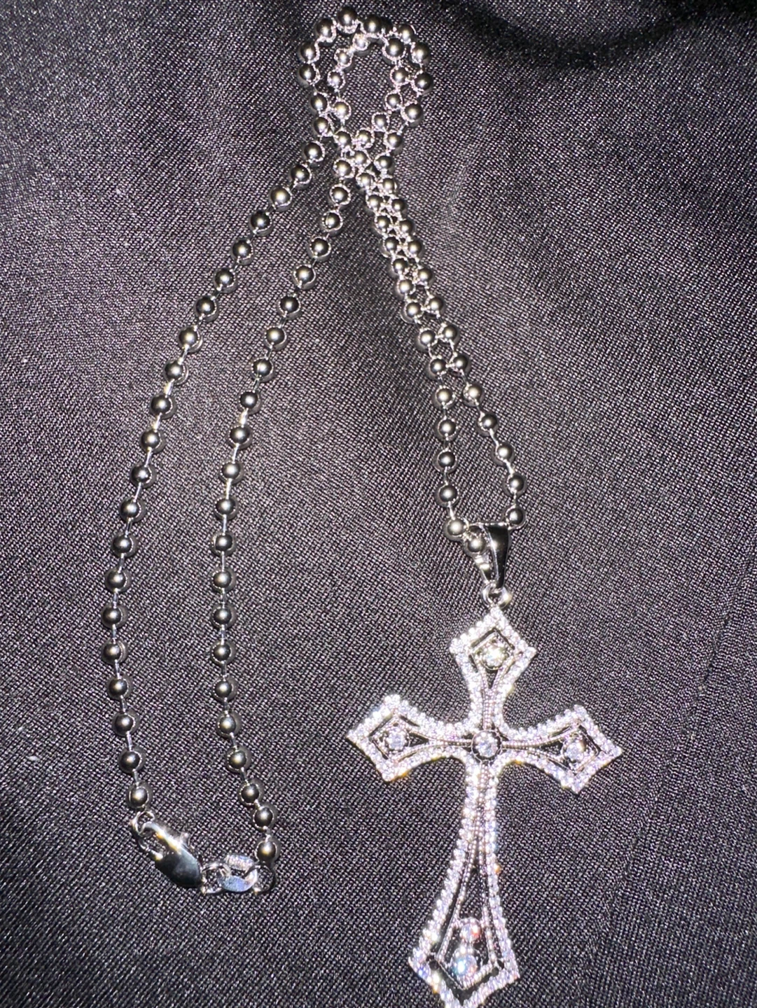 Cross Pendant Necklace with Rhinestones - photo 2