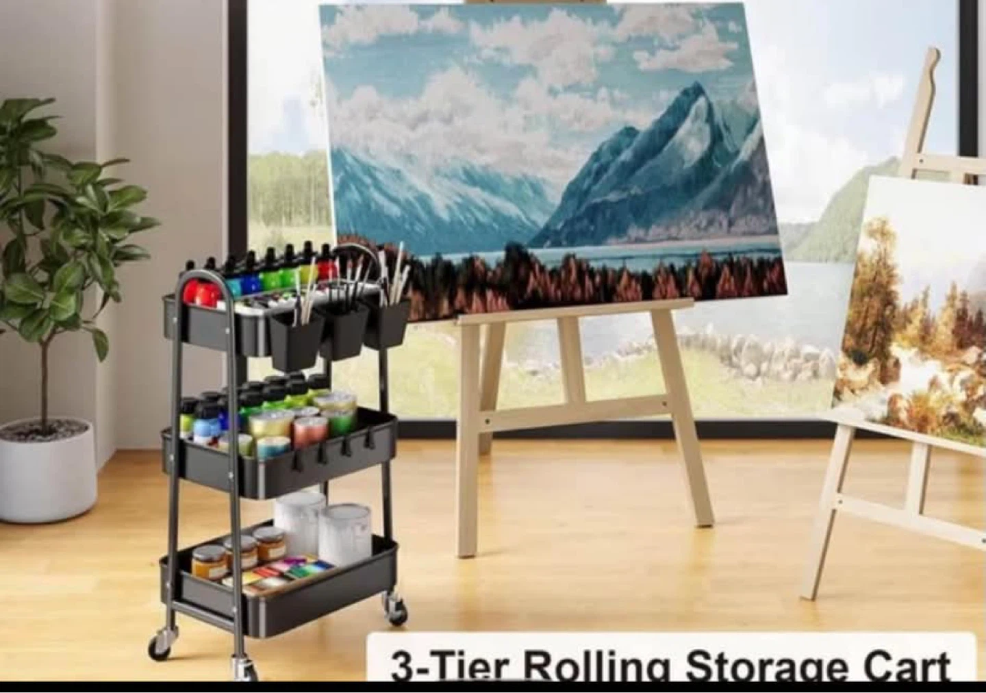 3-Tier Rolling Storage Cart - Black - photo 3