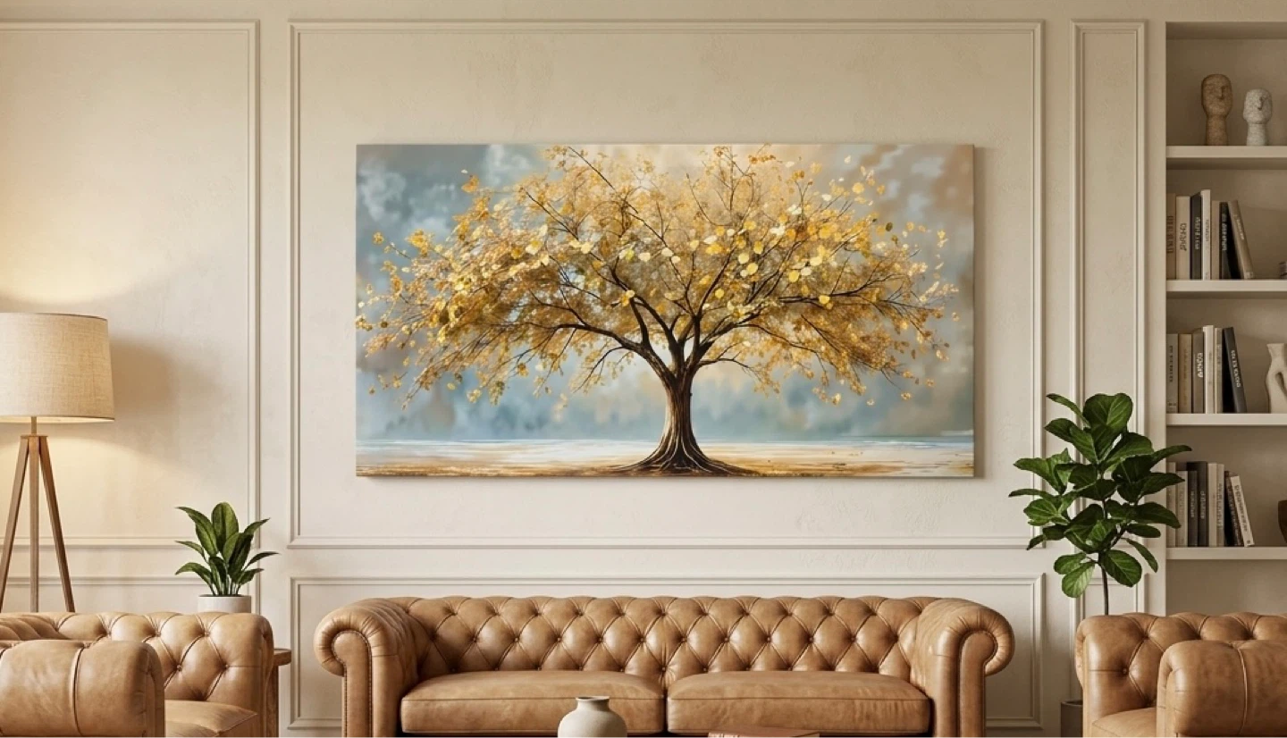 Canvas Wall Art Print - Golden Tree Landscape