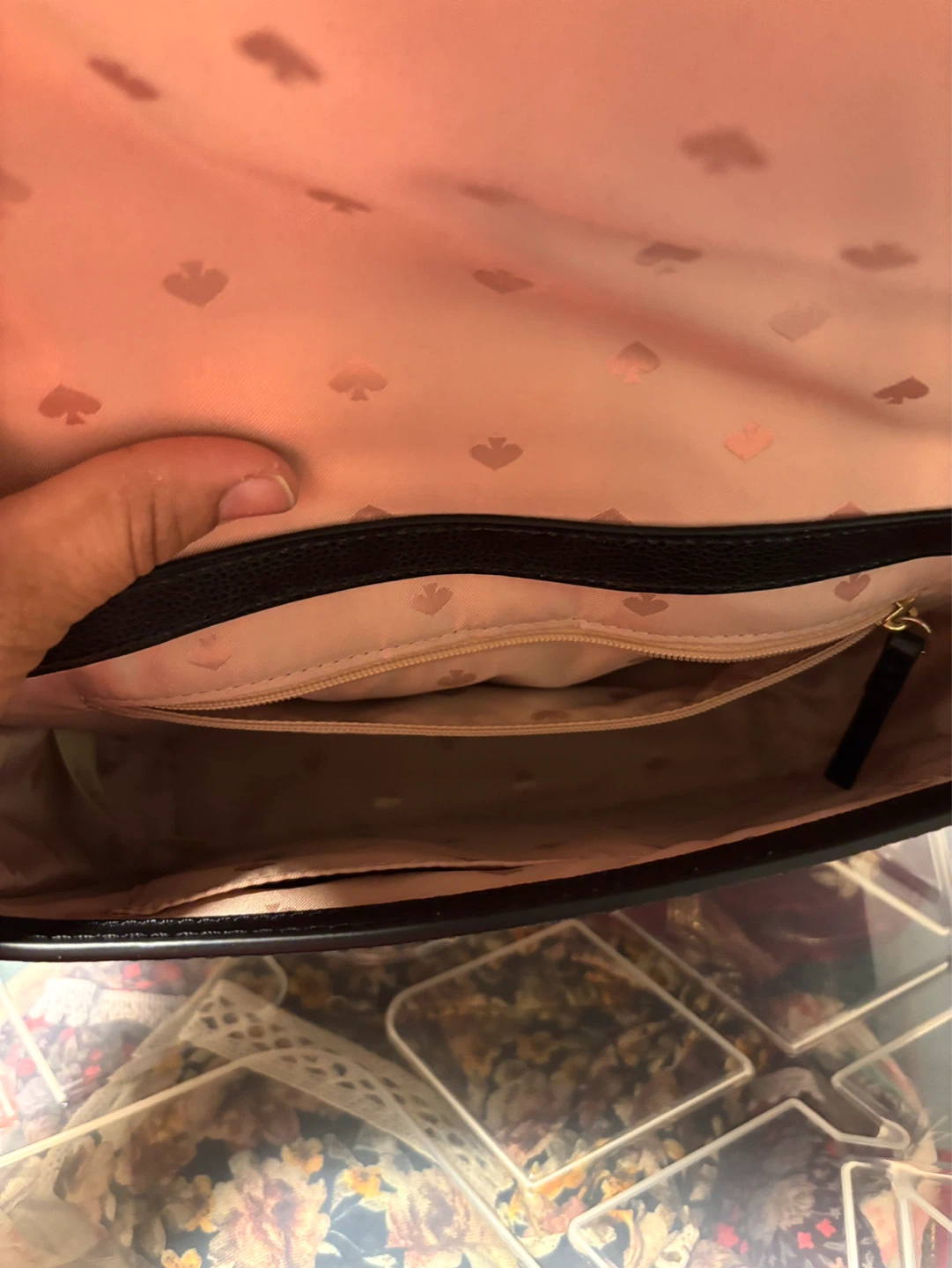 Kate Spade Black Leather Handbag with Pink Trim - photo 4