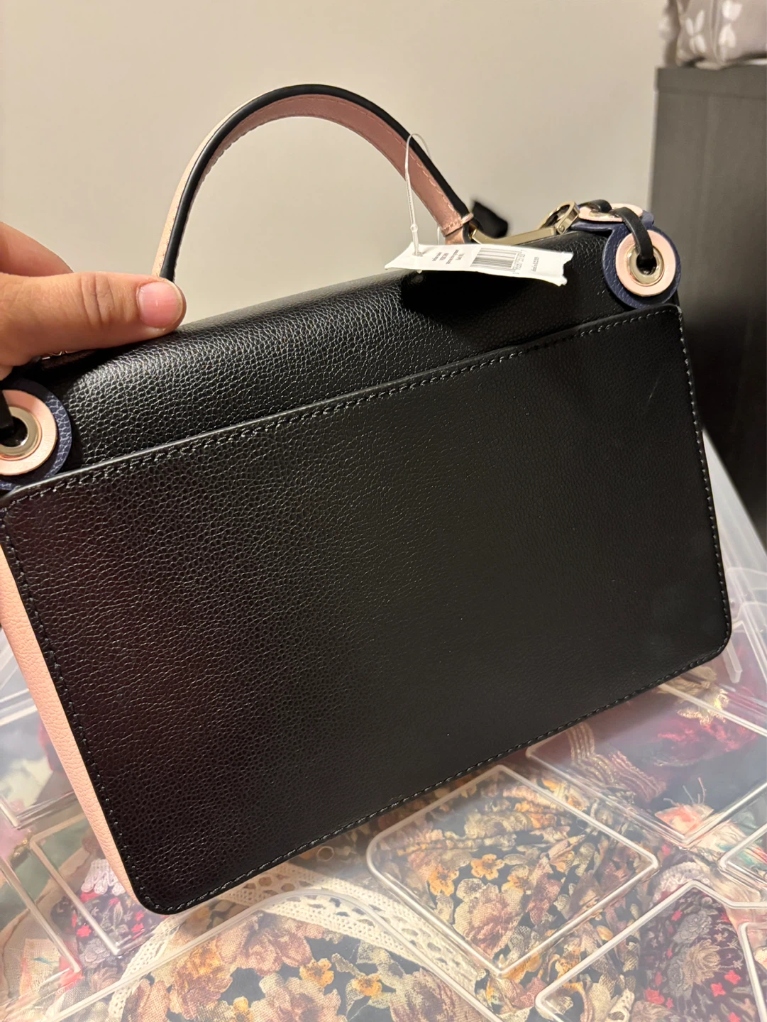 Kate Spade Black Leather Handbag with Pink Trim - photo 5