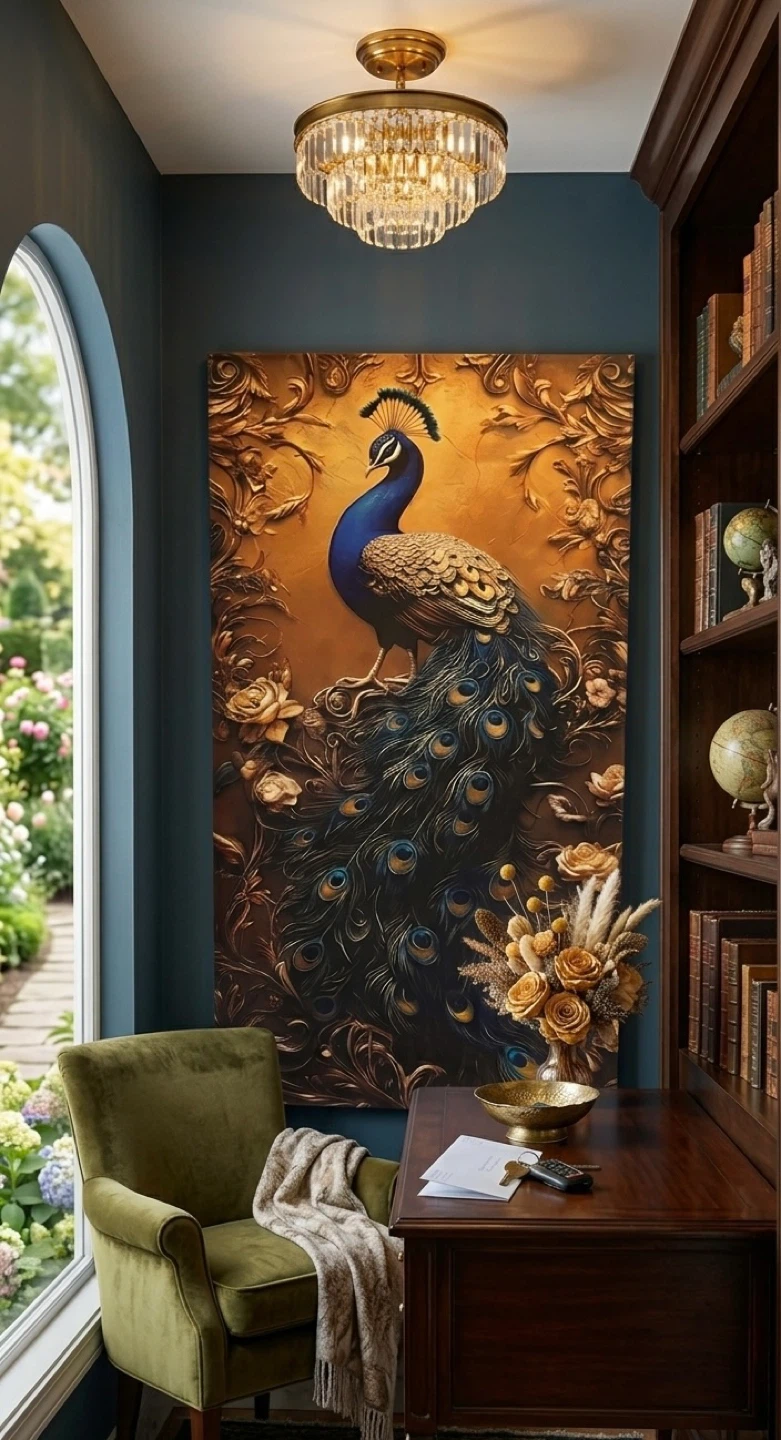 Large Peacock Wall Art canvas