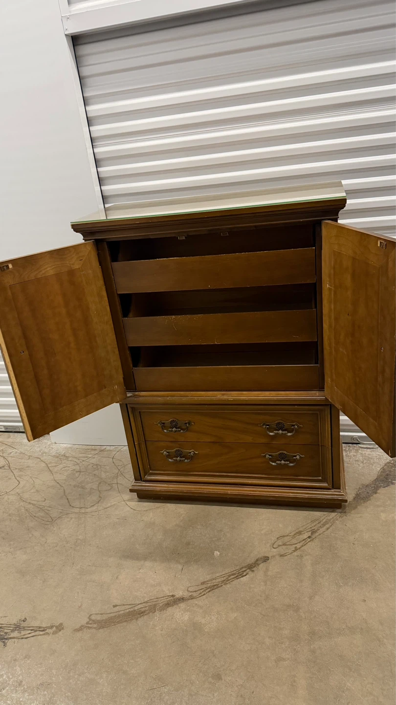 Vintage Wood Armoire Dresser with Drawers - photo 4