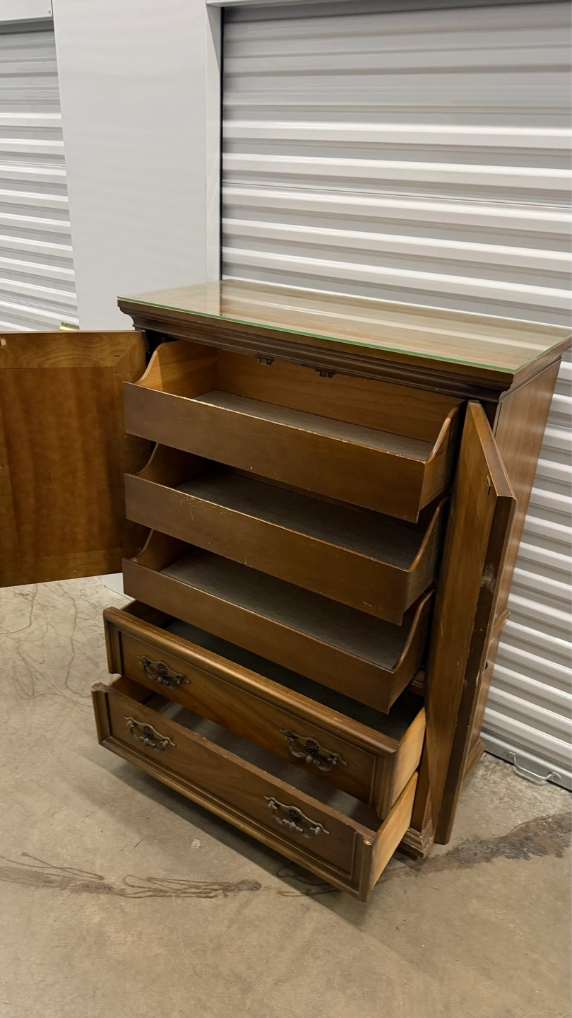 Vintage Wood Armoire Dresser with Drawers - photo 3