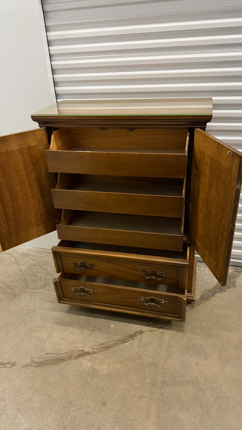 Vintage Wood Armoire Dresser with Drawers - photo 2