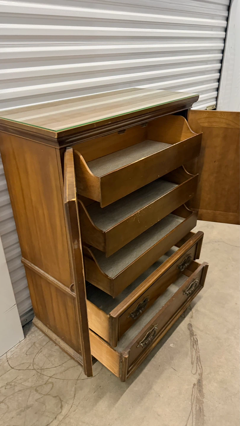 Vintage Wood Armoire Dresser with Drawers - photo 5