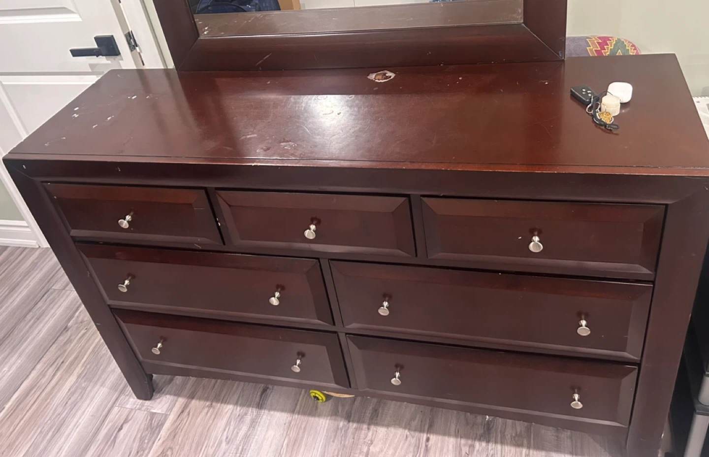 Dark Brown 7-Drawer Dresser with Mirror - photo 2