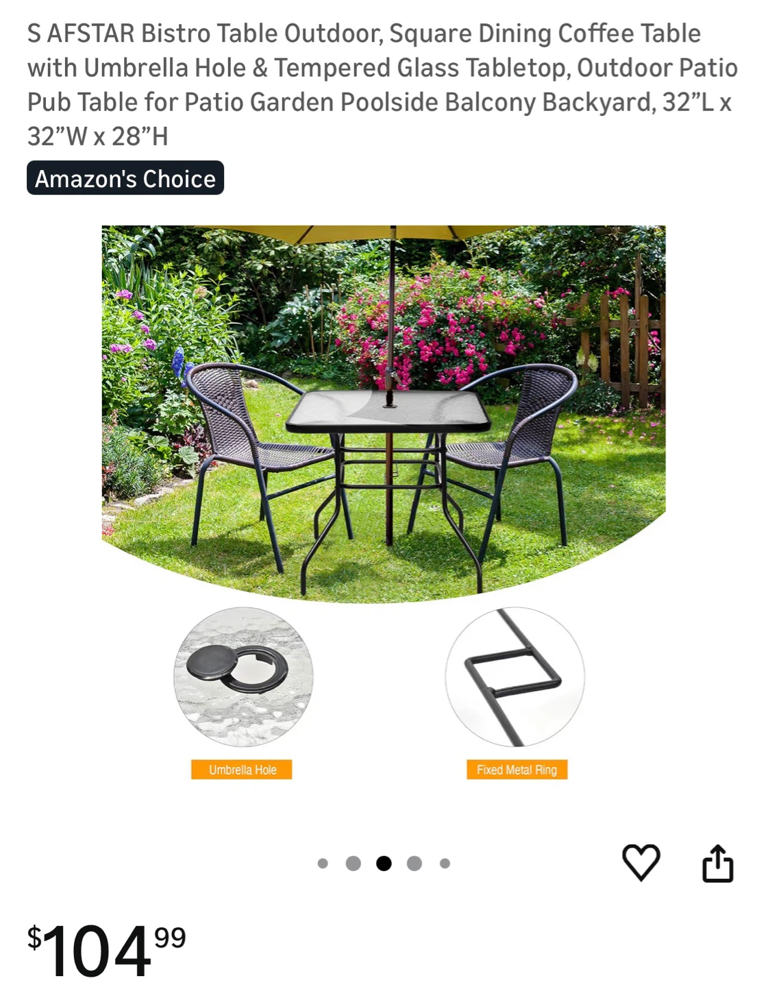 Bistro Table Outdoor Square Dining Coffee Table - photo 2
