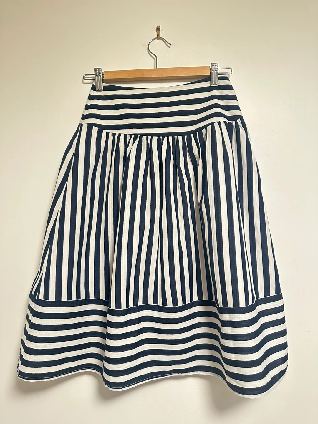 Maeve Striped Midi Skirt Navy White Size Small